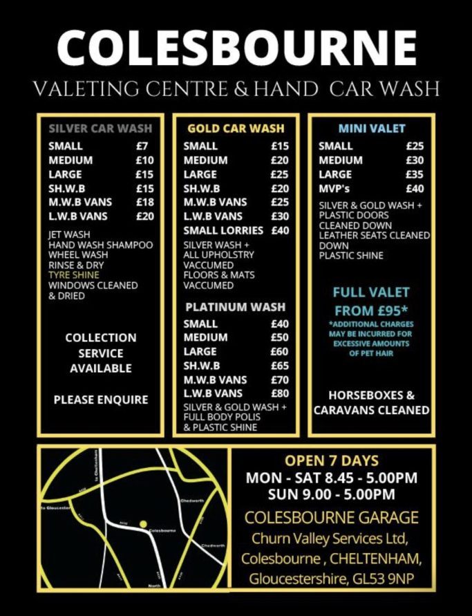 car wash valeting pricing